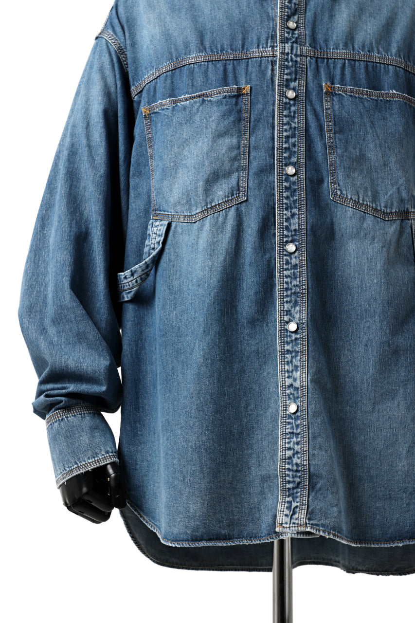 Load image into Gallery viewer, mastermind JAPAN WORK SHIRT / LIGHT OZ DENIM (INDIGO)