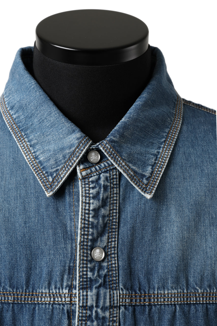 Load image into Gallery viewer, mastermind JAPAN WORK SHIRT / LIGHT OZ DENIM (INDIGO)