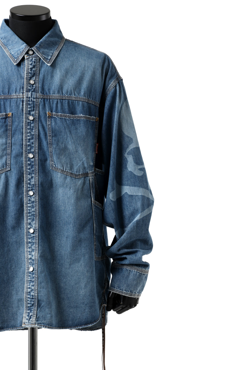 Load image into Gallery viewer, mastermind JAPAN WORK SHIRT / LIGHT OZ DENIM (INDIGO)