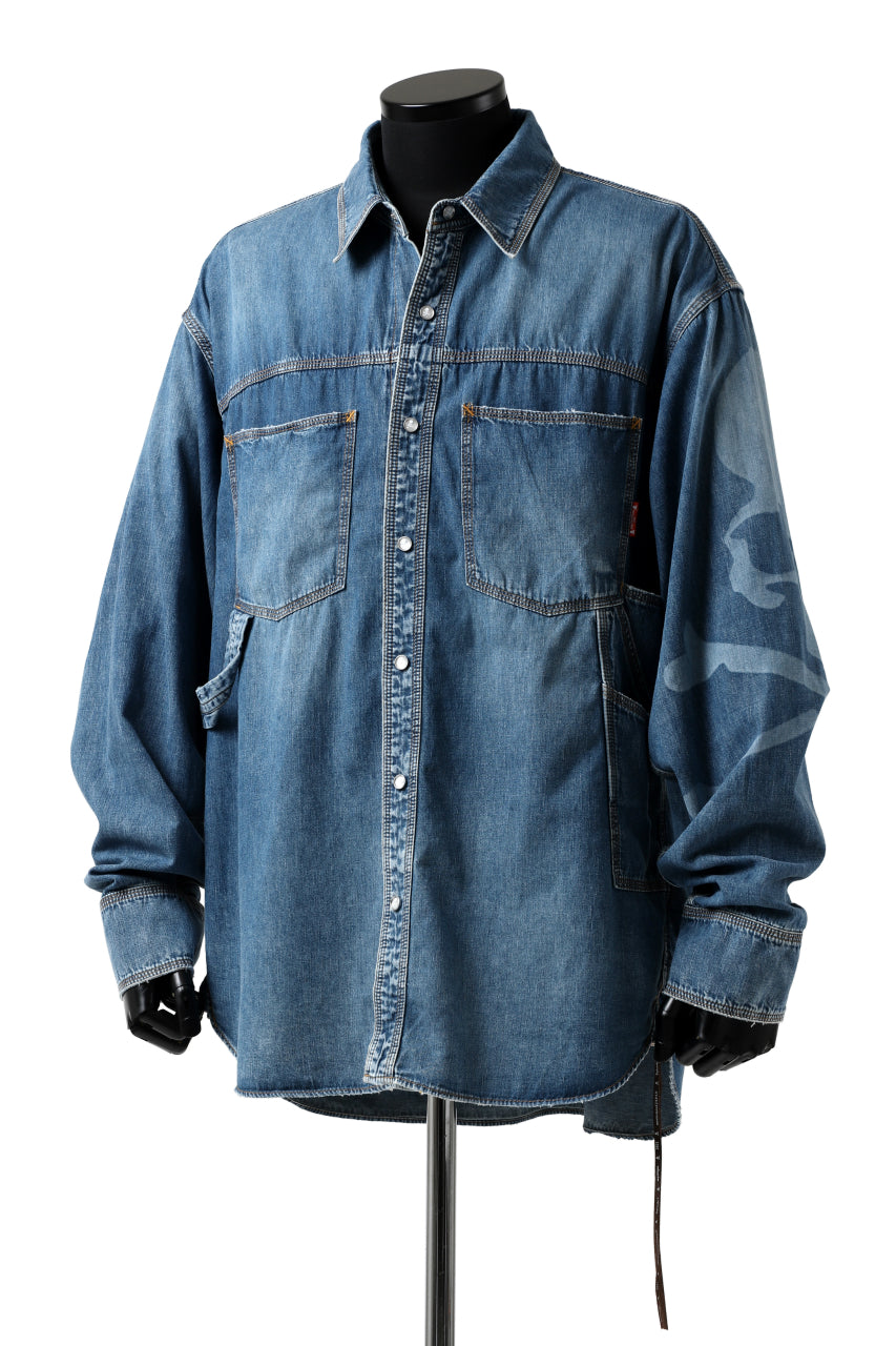 Load image into Gallery viewer, mastermind JAPAN WORK SHIRT / LIGHT OZ DENIM (INDIGO)