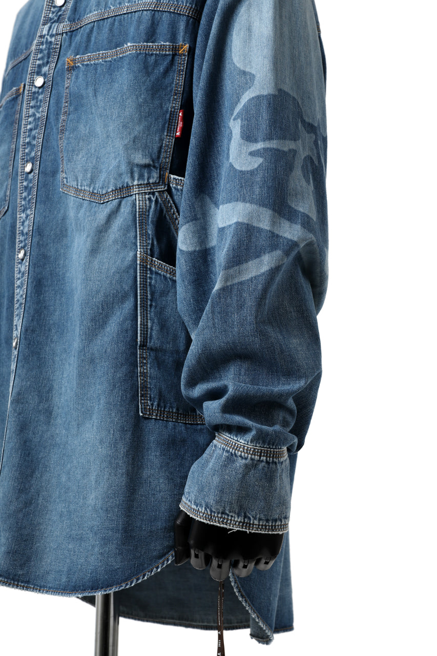 Load image into Gallery viewer, mastermind JAPAN WORK SHIRT / LIGHT OZ DENIM (INDIGO)