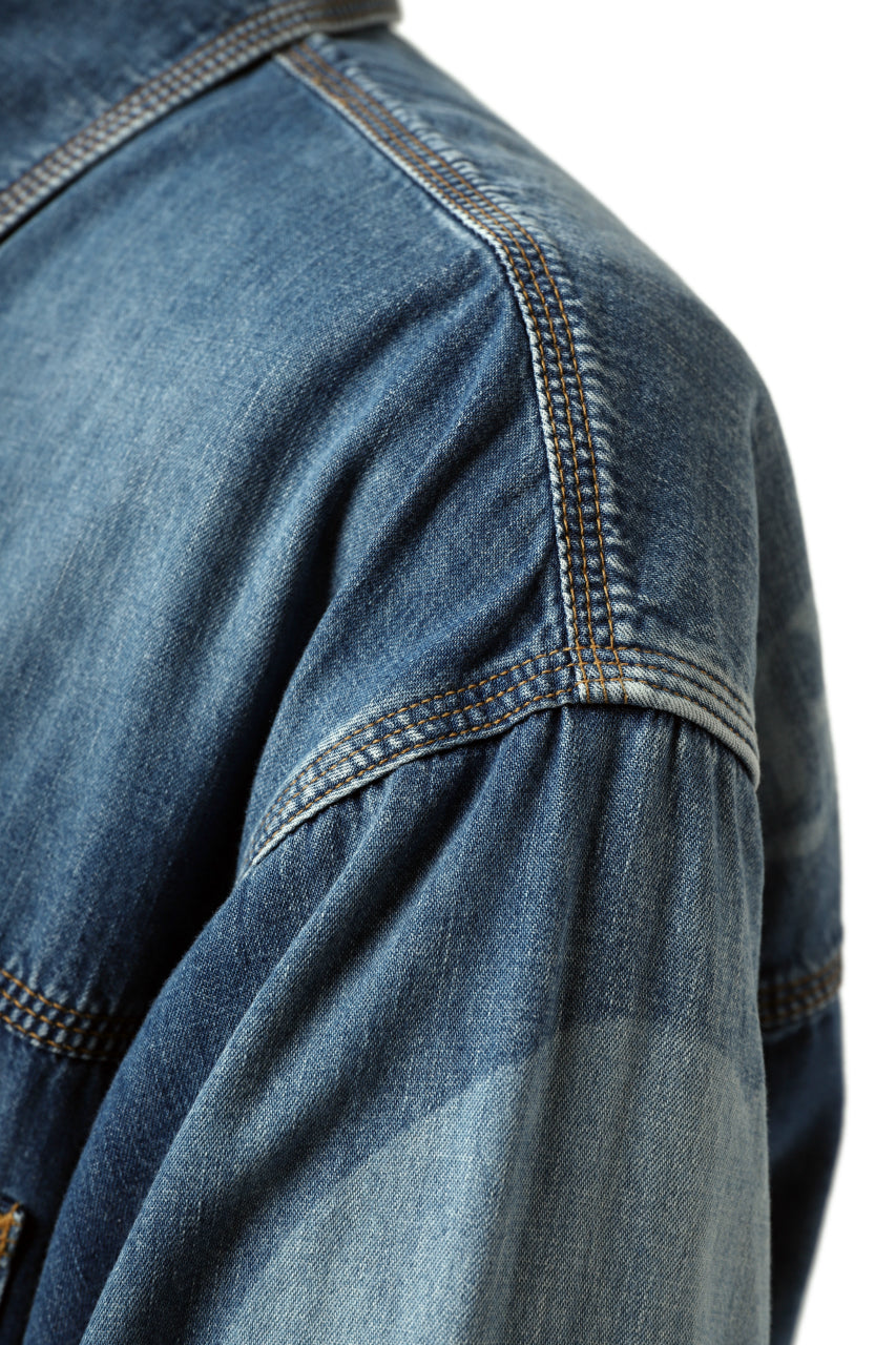 Load image into Gallery viewer, mastermind JAPAN WORK SHIRT / LIGHT OZ DENIM (INDIGO)