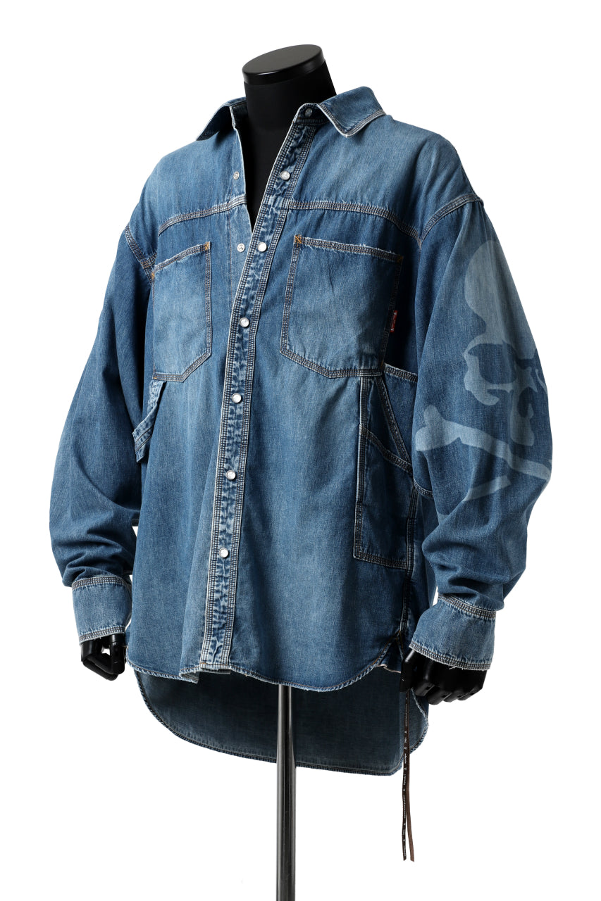 Load image into Gallery viewer, mastermind JAPAN WORK SHIRT / LIGHT OZ DENIM (INDIGO)