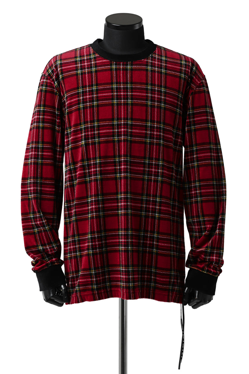 Load image into Gallery viewer, mastermind JAPAN TARTAN CHECK LS TOPS / JACQUARD VELOUR (RED)