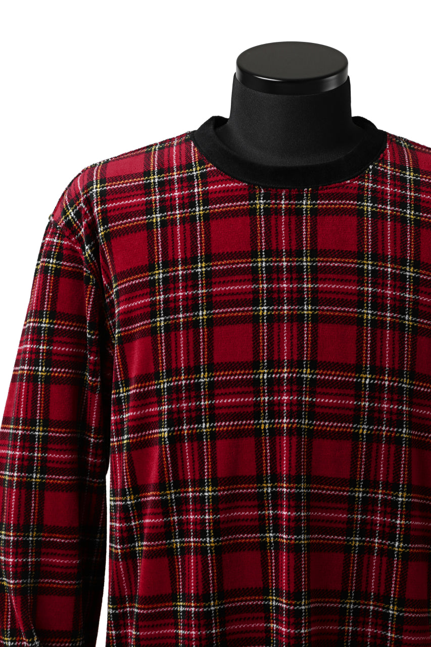 Load image into Gallery viewer, mastermind JAPAN TARTAN CHECK LS TOPS / JACQUARD VELOUR (RED)