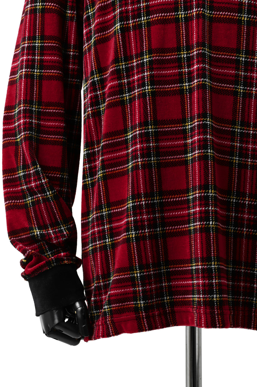 Load image into Gallery viewer, mastermind JAPAN TARTAN CHECK LS TOPS / JACQUARD VELOUR (RED)