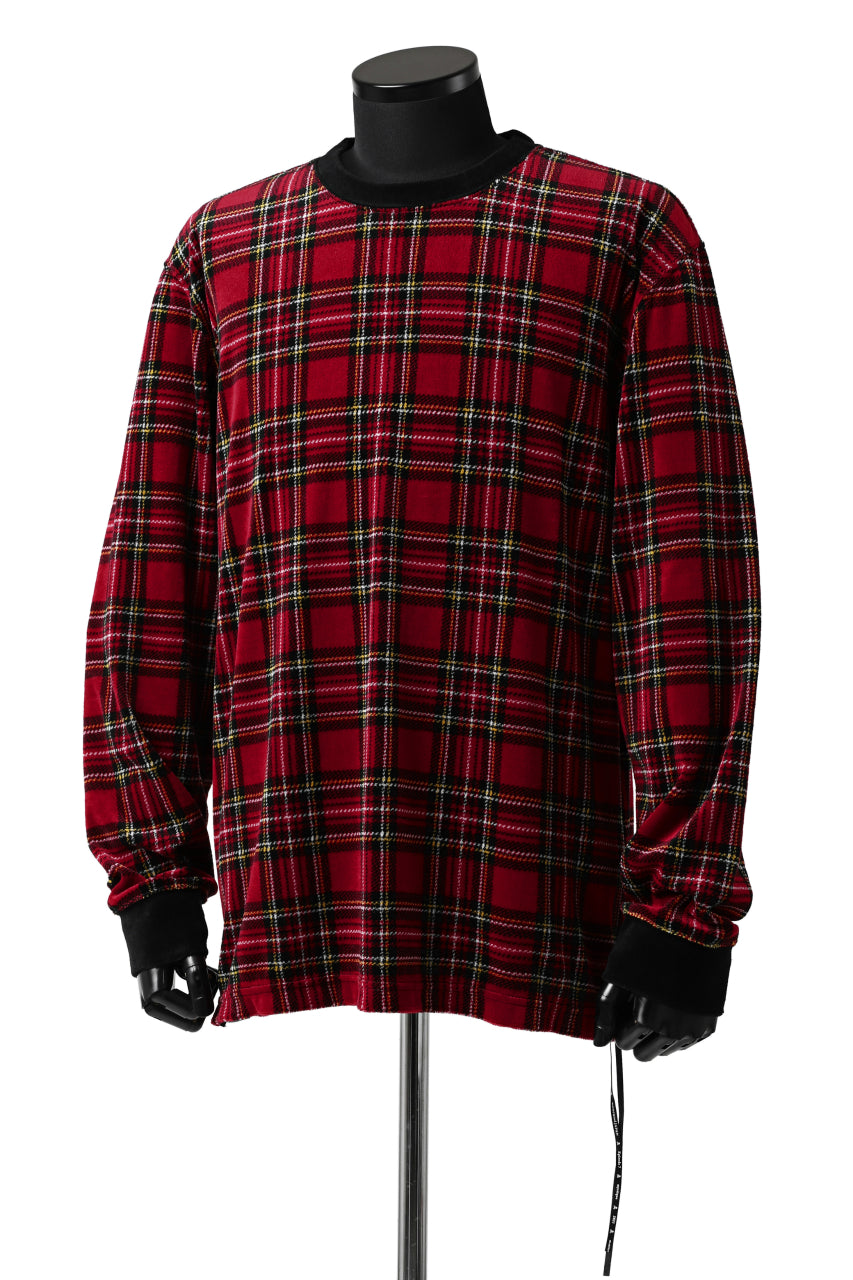 Load image into Gallery viewer, mastermind JAPAN TARTAN CHECK LS TOPS / JACQUARD VELOUR (RED)