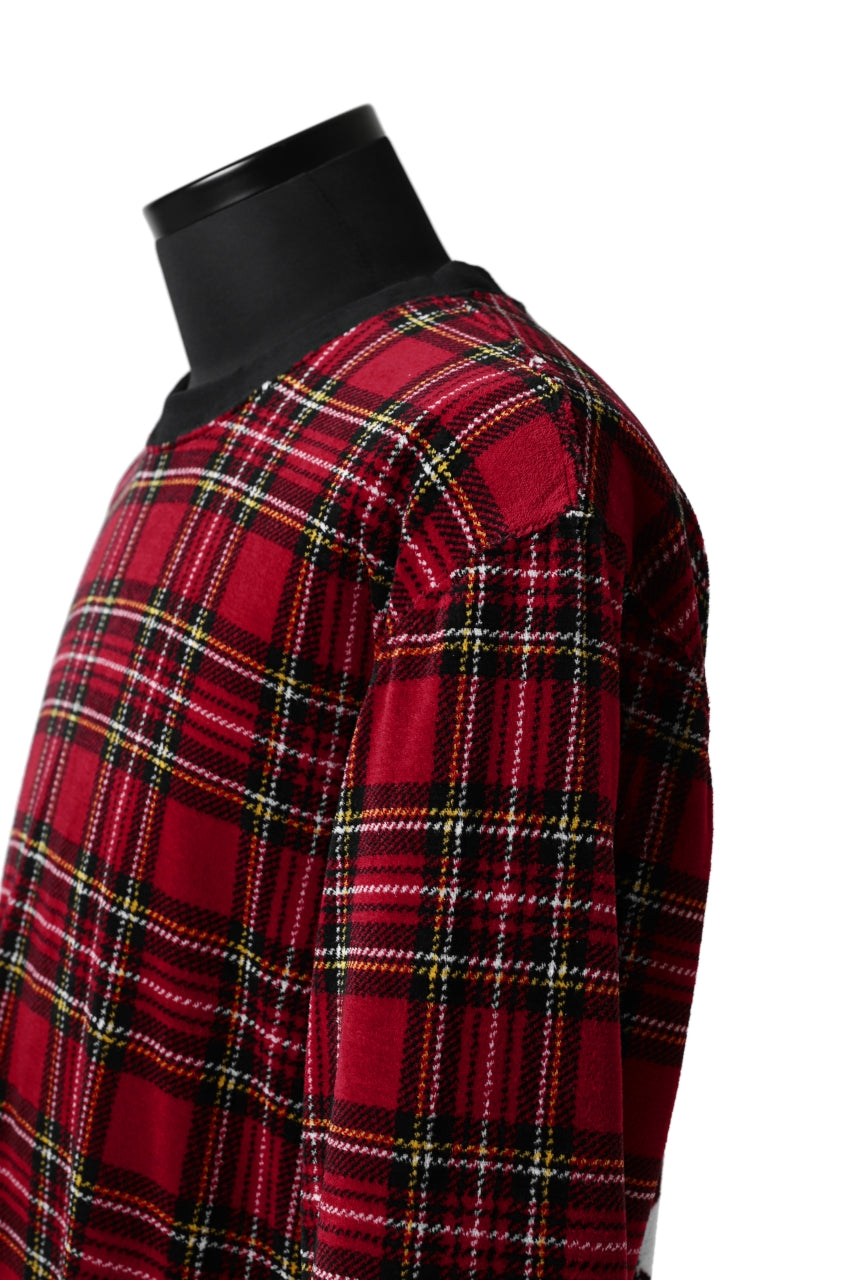 Load image into Gallery viewer, mastermind JAPAN TARTAN CHECK LS TOPS / JACQUARD VELOUR (RED)
