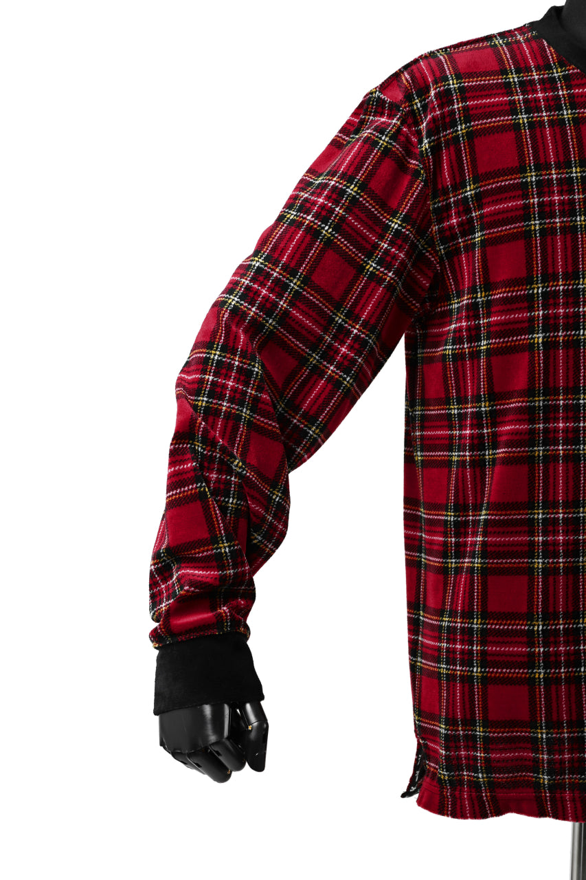 Load image into Gallery viewer, mastermind JAPAN TARTAN CHECK LS TOPS / JACQUARD VELOUR (RED)