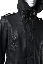 Load image into Gallery viewer, ISAMU KATAYAMA BACKLASH MODS COAT / GOAT LEATHER (GARMENT + SPRAY DYED BLACK)