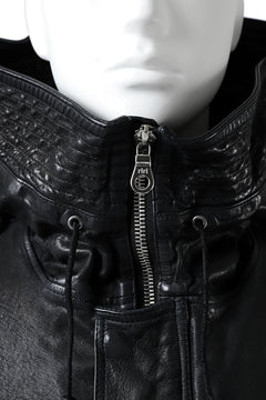 Load image into Gallery viewer, ISAMU KATAYAMA BACKLASH MODS COAT / GOAT LEATHER (GARMENT + SPRAY DYED BLACK)