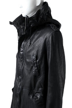Load image into Gallery viewer, ISAMU KATAYAMA BACKLASH MODS COAT / GOAT LEATHER (GARMENT + SPRAY DYED BLACK)