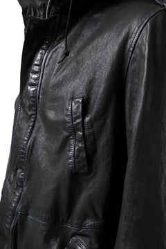 Load image into Gallery viewer, ISAMU KATAYAMA BACKLASH MODS COAT / GOAT LEATHER (GARMENT + SPRAY DYED BLACK)