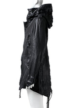 Load image into Gallery viewer, ISAMU KATAYAMA BACKLASH MODS COAT / GOAT LEATHER (GARMENT + SPRAY DYED BLACK)