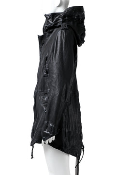 Load image into Gallery viewer, ISAMU KATAYAMA BACKLASH MODS COAT / GOAT LEATHER (GARMENT + SPRAY DYED BLACK)