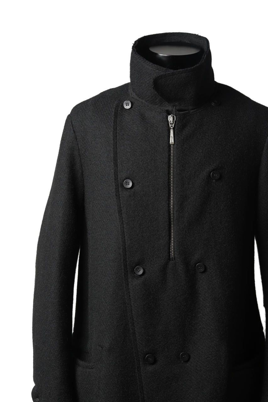 画像をギャラリービューアに読み込む, masnada HALF ZIP TRENCH COAT / TWEED LANA INTRECCIATA (BLACK)