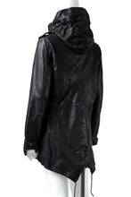 Load image into Gallery viewer, ISAMU KATAYAMA BACKLASH MODS COAT / GOAT LEATHER (GARMENT + SPRAY DYED BLACK)