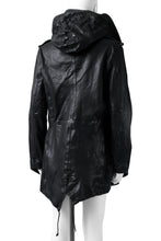 Load image into Gallery viewer, ISAMU KATAYAMA BACKLASH MODS COAT / GOAT LEATHER (GARMENT + SPRAY DYED BLACK)