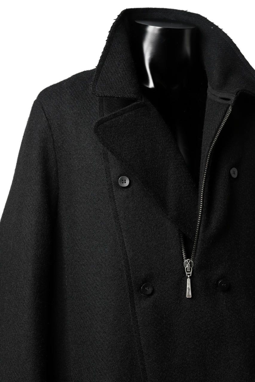 画像をギャラリービューアに読み込む, masnada HALF ZIP TRENCH COAT / TWEED LANA INTRECCIATA (BLACK)