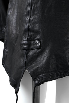 Load image into Gallery viewer, ISAMU KATAYAMA BACKLASH MODS COAT / GOAT LEATHER (GARMENT + SPRAY DYED BLACK)