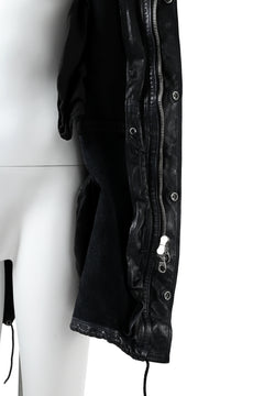 Load image into Gallery viewer, ISAMU KATAYAMA BACKLASH MODS COAT / GOAT LEATHER (GARMENT + SPRAY DYED BLACK)