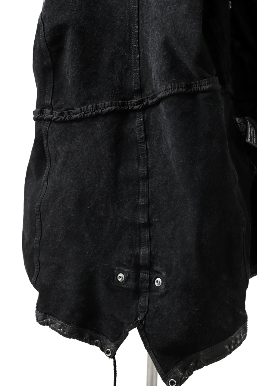 Load image into Gallery viewer, ISAMU KATAYAMA BACKLASH MODS COAT / GOAT LEATHER (GARMENT + SPRAY DYED BLACK)