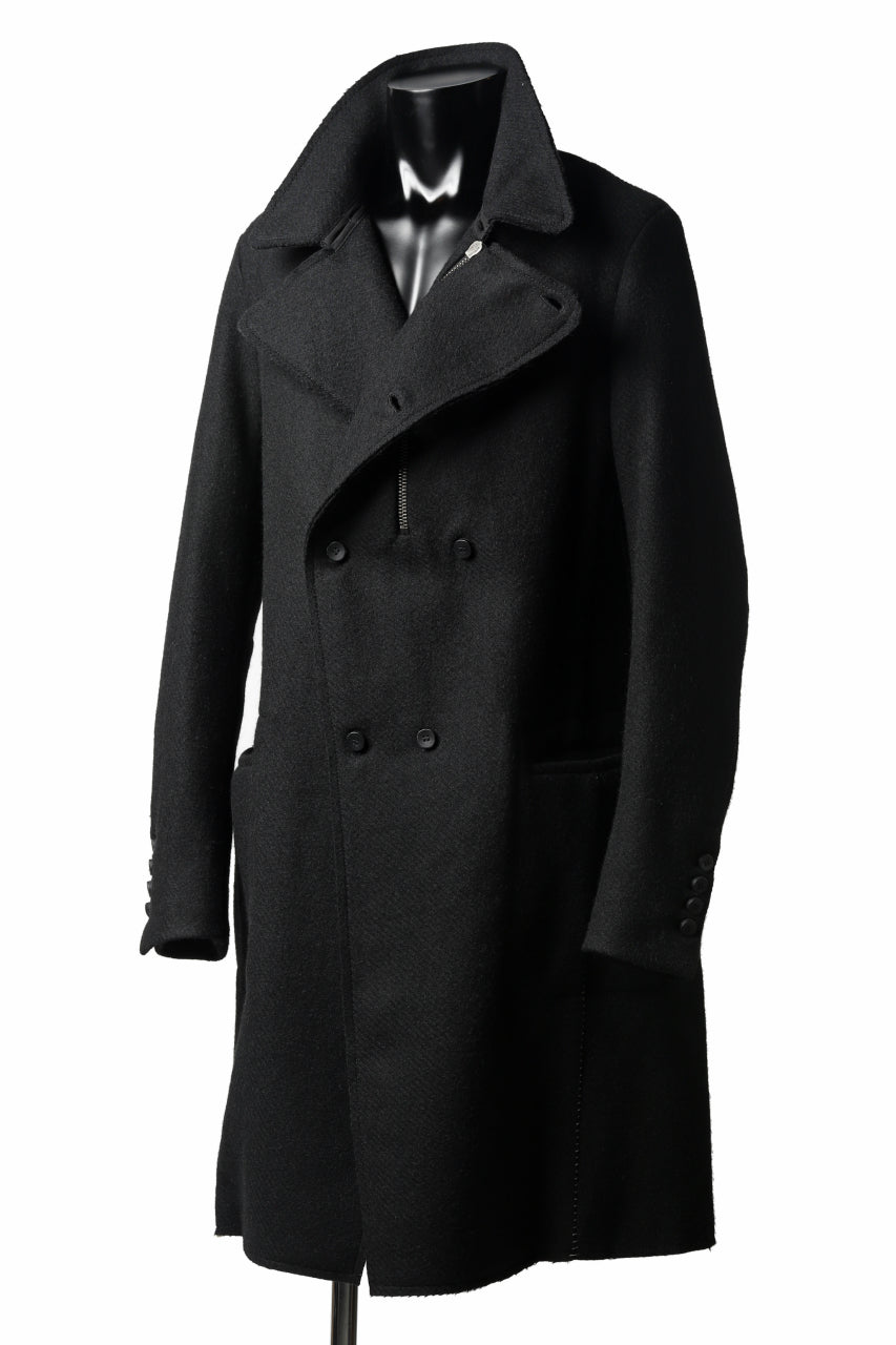 画像をギャラリービューアに読み込む, masnada HALF ZIP TRENCH COAT / TWEED LANA INTRECCIATA (BLACK)
