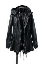 Load image into Gallery viewer, ISAMU KATAYAMA BACKLASH MODS COAT / GOAT LEATHER (GARMENT + SPRAY DYED BLACK)