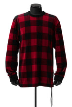 Load image into Gallery viewer, mastermind JAPAN BLOCK CHECK LS TOPS / JACQUARD VELOUR (RED)