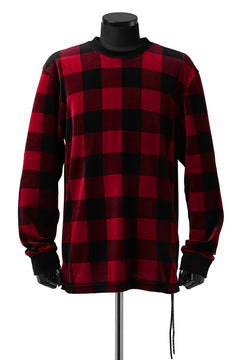 Load image into Gallery viewer, mastermind JAPAN BLOCK CHECK LS TOPS / JACQUARD VELOUR (RED)