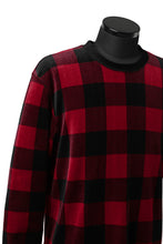 Load image into Gallery viewer, mastermind JAPAN BLOCK CHECK LS TOPS / JACQUARD VELOUR (RED)