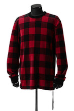Load image into Gallery viewer, mastermind JAPAN BLOCK CHECK LS TOPS / JACQUARD VELOUR (RED)