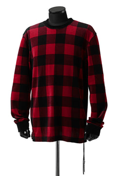 Load image into Gallery viewer, mastermind JAPAN BLOCK CHECK LS TOPS / JACQUARD VELOUR (RED)