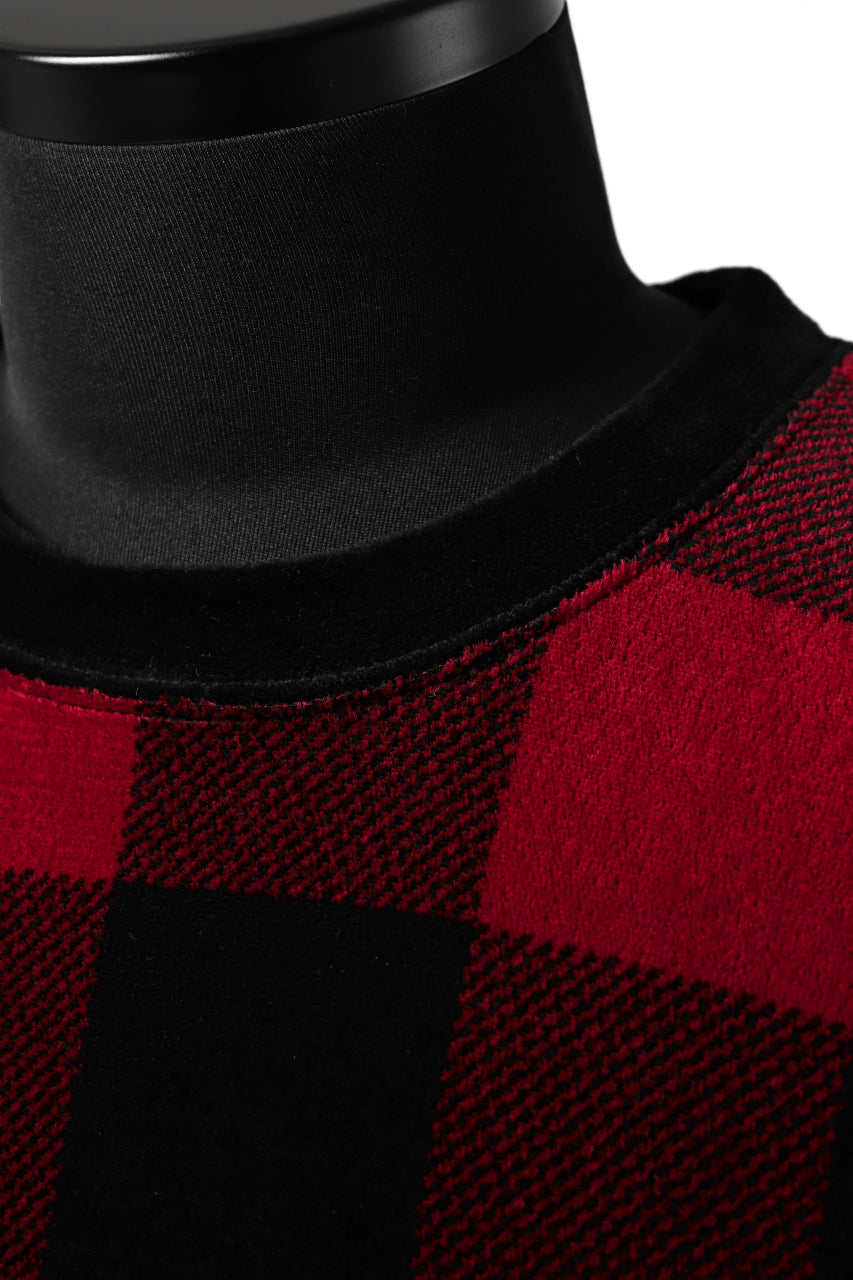 Load image into Gallery viewer, mastermind JAPAN BLOCK CHECK LS TOPS / JACQUARD VELOUR (RED)
