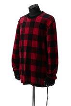 Load image into Gallery viewer, mastermind JAPAN BLOCK CHECK LS TOPS / JACQUARD VELOUR (RED)