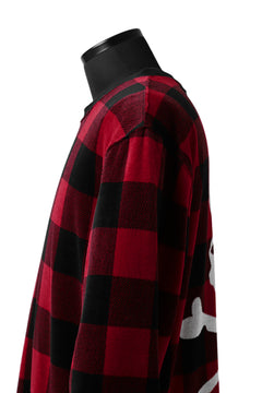 Load image into Gallery viewer, mastermind JAPAN BLOCK CHECK LS TOPS / JACQUARD VELOUR (RED)
