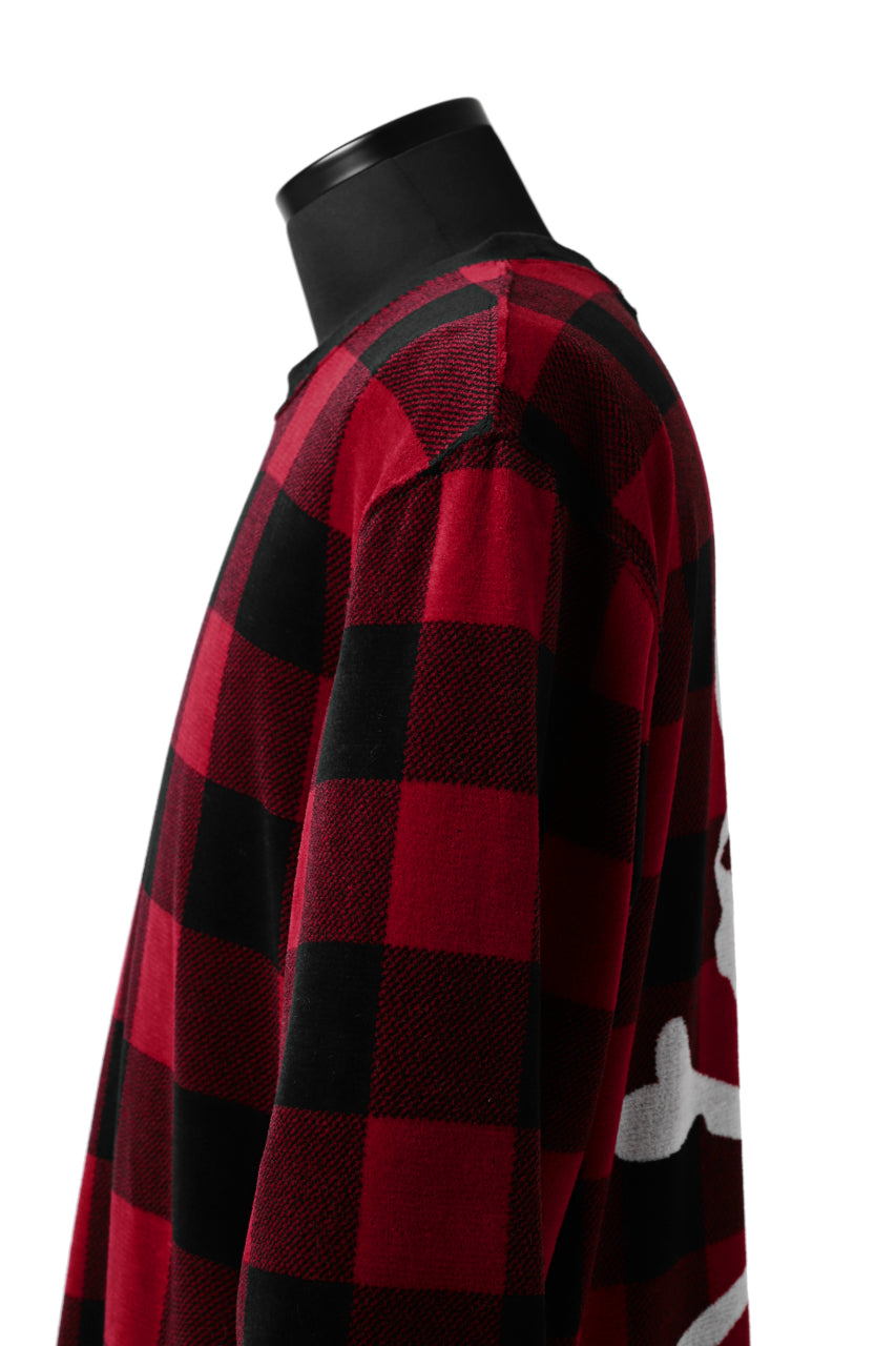 Load image into Gallery viewer, mastermind JAPAN BLOCK CHECK LS TOPS / JACQUARD VELOUR (RED)