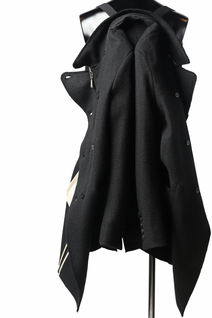 画像をギャラリービューアに読み込む, masnada HALF ZIP TRENCH COAT / TWEED LANA INTRECCIATA (BLACK)