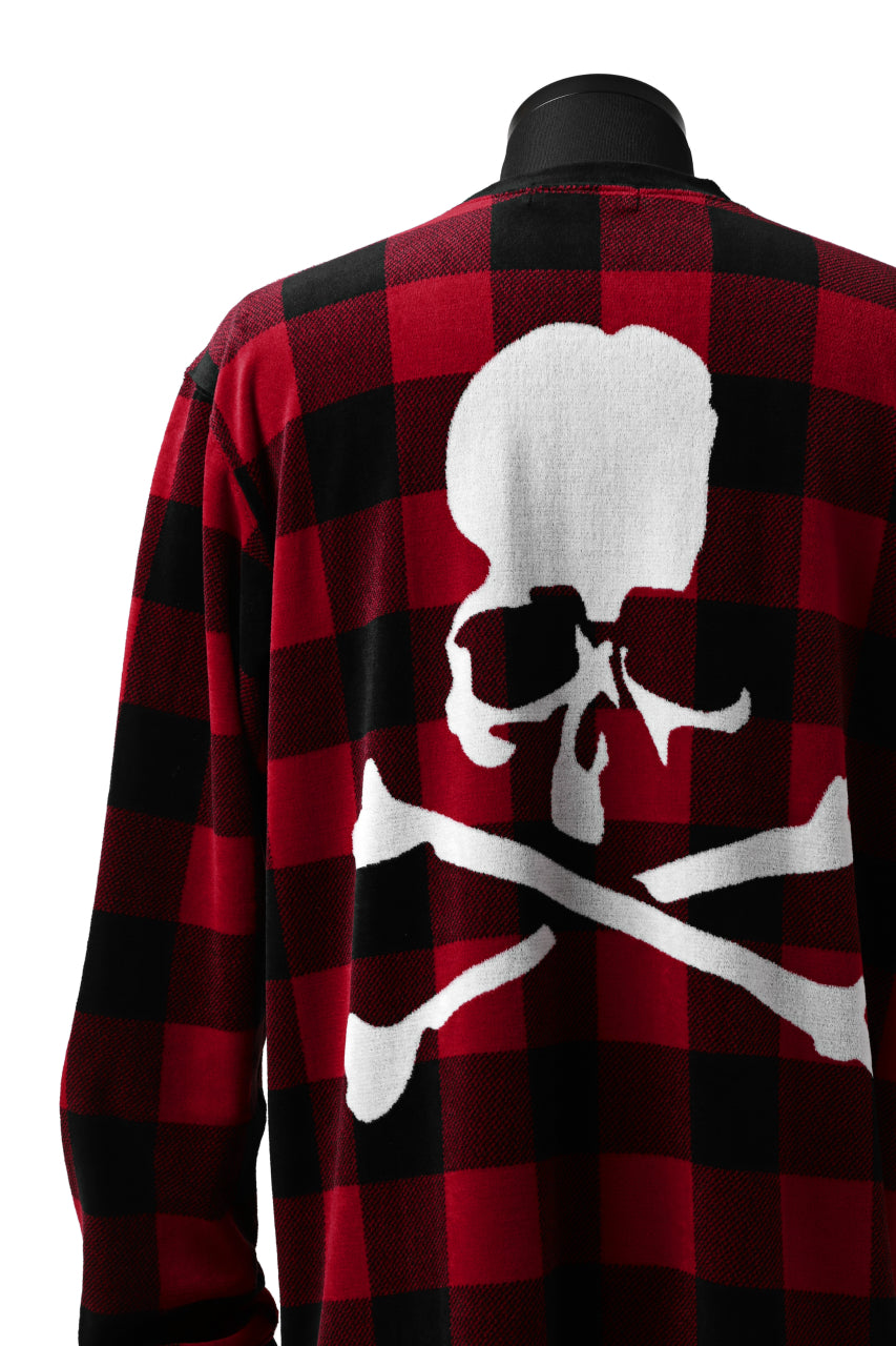 Load image into Gallery viewer, mastermind JAPAN BLOCK CHECK LS TOPS / JACQUARD VELOUR (RED)