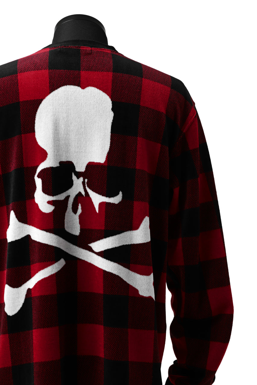 Load image into Gallery viewer, mastermind JAPAN BLOCK CHECK LS TOPS / JACQUARD VELOUR (RED)