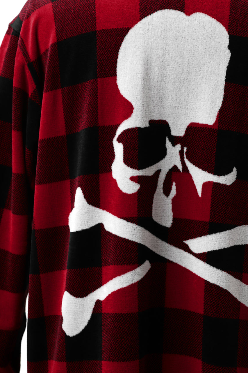 Load image into Gallery viewer, mastermind JAPAN BLOCK CHECK LS TOPS / JACQUARD VELOUR (RED)