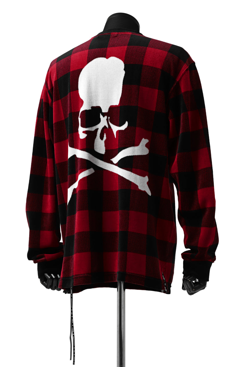 Load image into Gallery viewer, mastermind JAPAN BLOCK CHECK LS TOPS / JACQUARD VELOUR (RED)