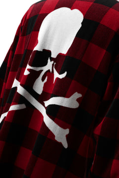 Load image into Gallery viewer, mastermind JAPAN BLOCK CHECK LS TOPS / JACQUARD VELOUR (RED)