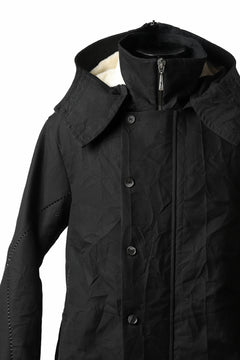 画像をギャラリービューアに読み込む, masnada MILITARY HOODIE LONG PARKA COAT with BOA LINNER /  COTONE STROPICCIATO (BLACK)