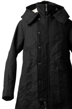 画像をギャラリービューアに読み込む, masnada MILITARY HOODIE LONG PARKA COAT with BOA LINNER /  COTONE STROPICCIATO (BLACK)