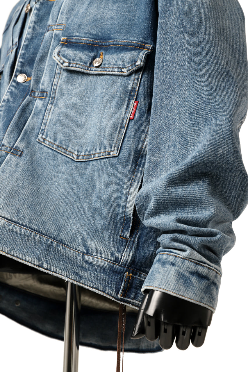 Load image into Gallery viewer, mastermind JAPAN TRUCKER JACKET / 2WAY STRETCH DENIM (INDIGO)