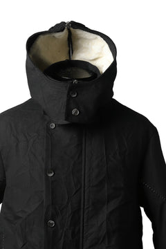 画像をギャラリービューアに読み込む, masnada MILITARY HOODIE LONG PARKA COAT with BOA LINNER /  COTONE STROPICCIATO (BLACK)