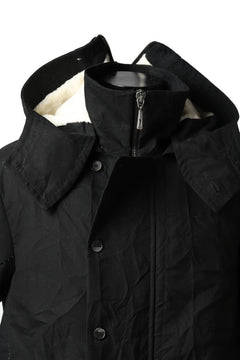 画像をギャラリービューアに読み込む, masnada MILITARY HOODIE LONG PARKA COAT with BOA LINNER /  COTONE STROPICCIATO (BLACK)