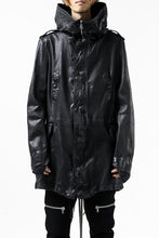 Load image into Gallery viewer, ISAMU KATAYAMA BACKLASH MODS COAT / GOAT LEATHER (GARMENT + SPRAY DYED BLACK)