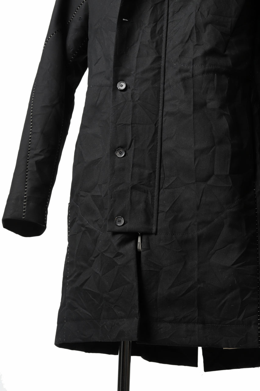 画像をギャラリービューアに読み込む, masnada MILITARY HOODIE LONG PARKA COAT with BOA LINNER /  COTONE STROPICCIATO (BLACK)